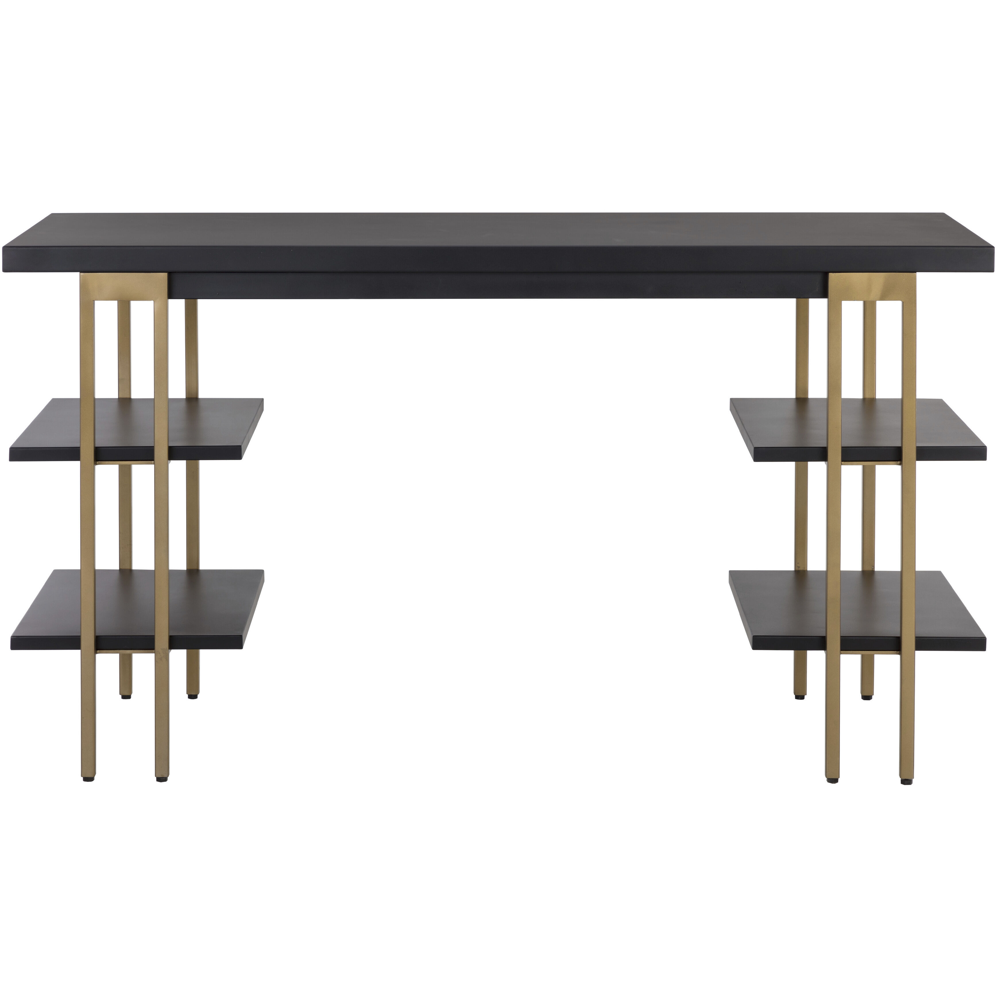 Levigne 55 X 20 inch Black / Antique Brass Desk